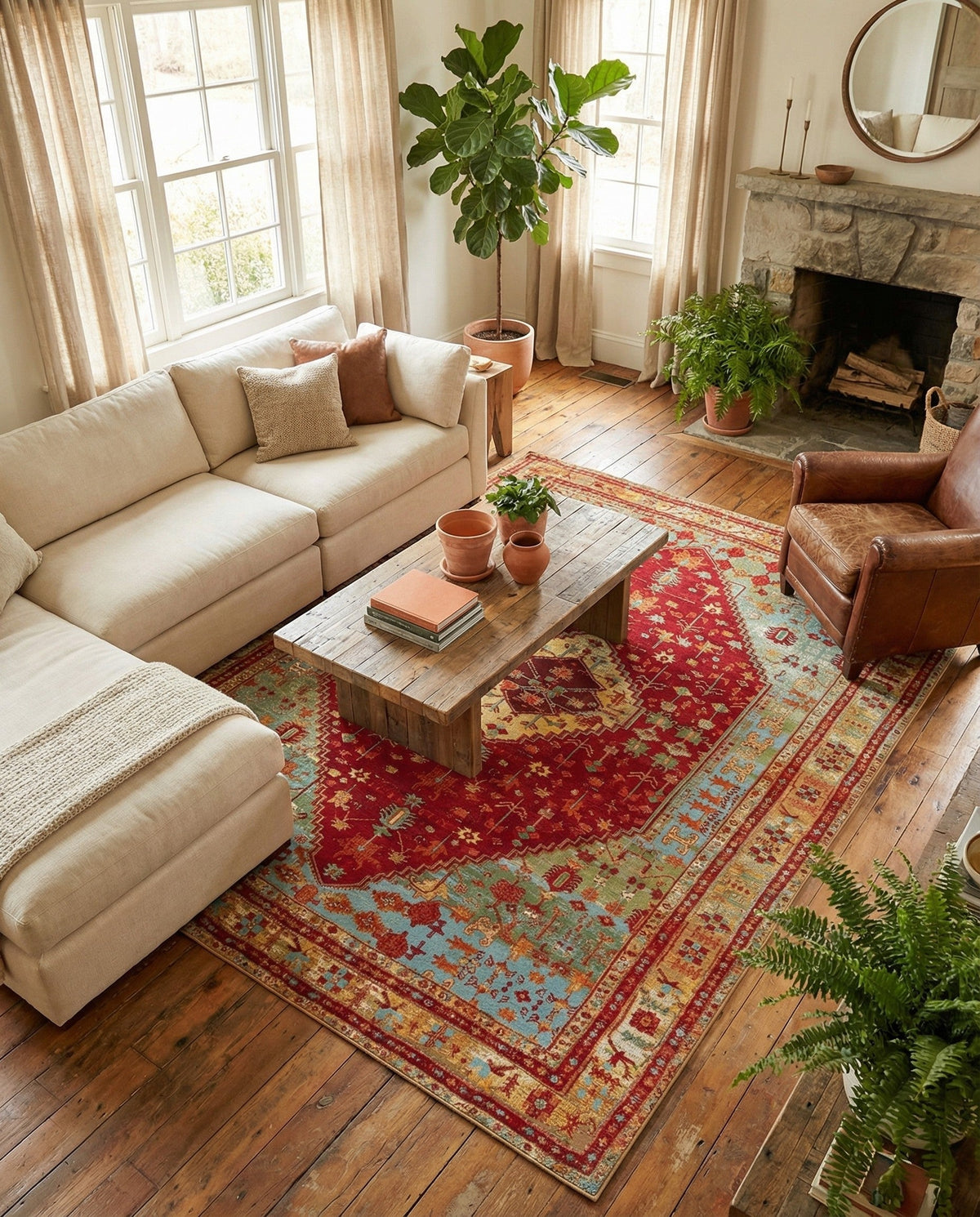 Patio Heritage Collection Area Rug -  Arbor Rectangle Red Green Blue  lifestyle 28