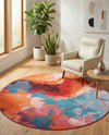 Urban Terrace Collection Area Rug -  Patio Round Gray and Pink  lifestyle 73
