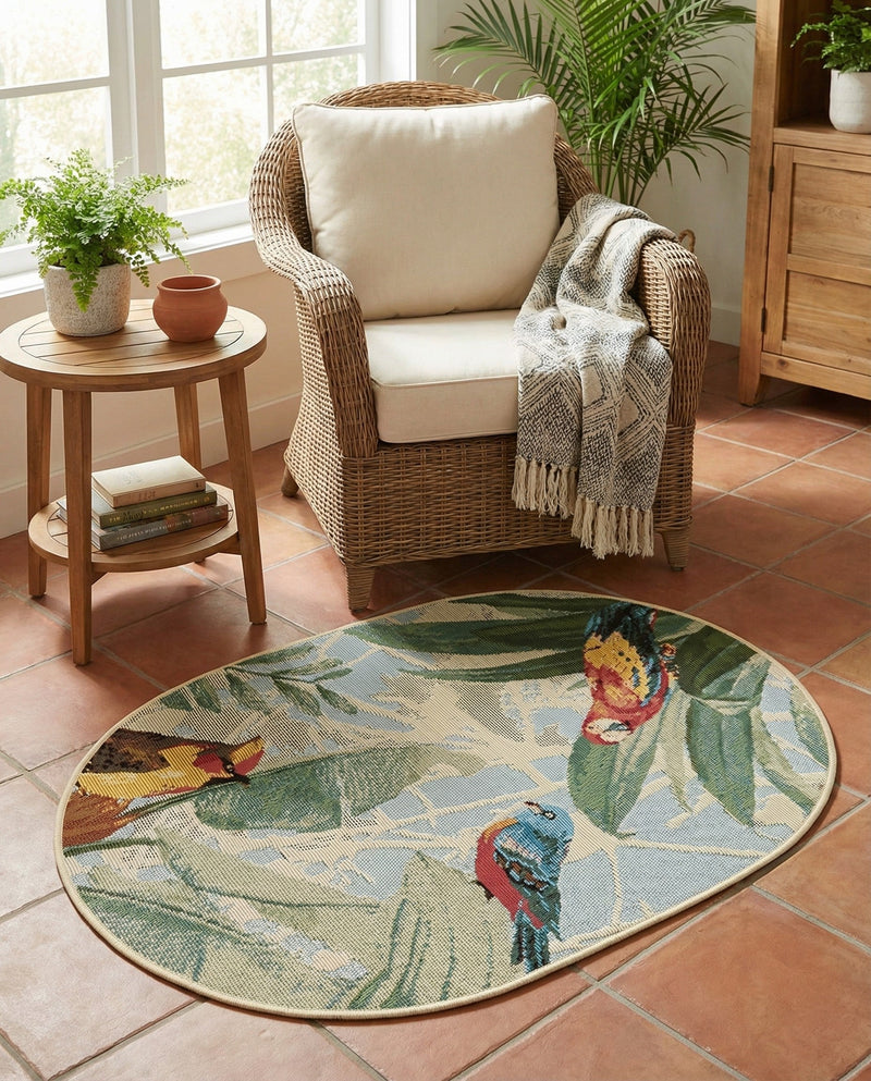 Seaside Blooms Collection Area Rug -  Tropic Oval Multi  lifestyle 24