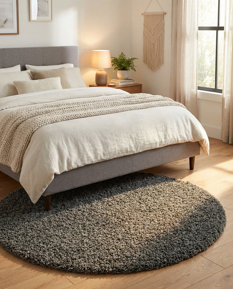 Plush Oasis Collection Area Rug - Serenity (Graphite Gray) Round Graphite Gray  lifestyle 52