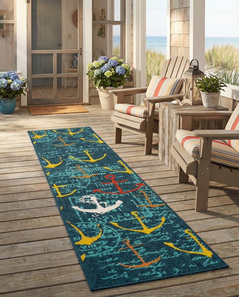 Seaside Haven Rugs Collection Area Rug -  Lighthouse Runner Navy Blue  lifestyle 70
