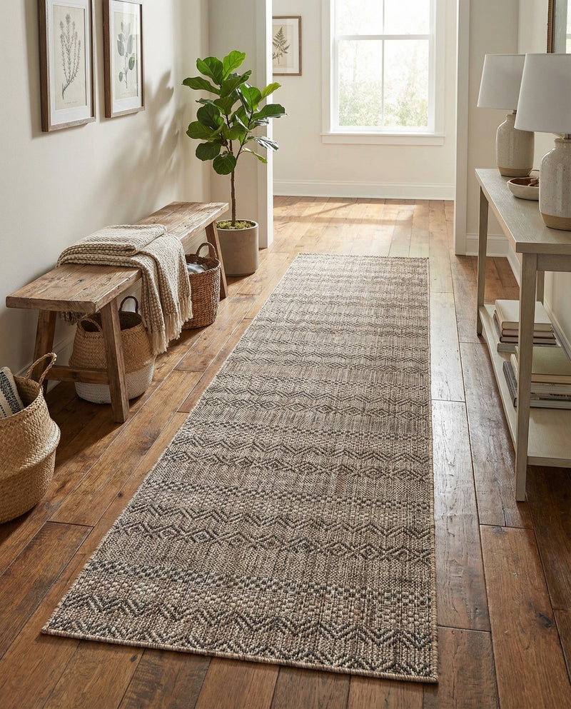 Seaside Stripes Collection Area Rug -  Boardwalk (Natural) Runner Natural  lifestyle 67