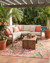 Seaside Blooms Collection Area Rug -  Kyoto Rectangle Coral  lifestyle 6