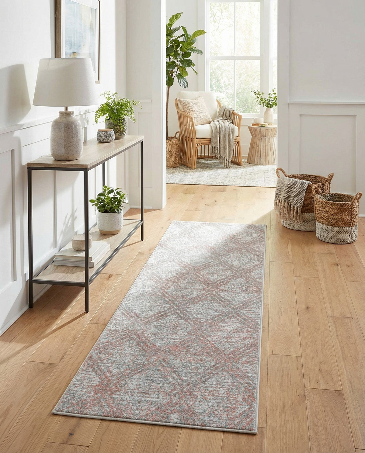 Aegean Elegance Washables Collection Area Rug -  Tinos Runner Rose Pink  lifestyle 144
