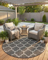Savannah Pergola Collection Area Rug - Arbor (Black) Round Black  lifestyle 74