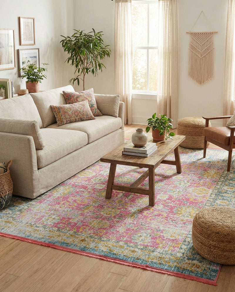 Arcadia Rugs Collection Area Rug -  Shangri-La Rectangle Pink  lifestyle 3