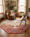 Parisian Elegance Collection Area Rug - Versailles (Rust Red) Octagon Rust Red  lifestyle 63