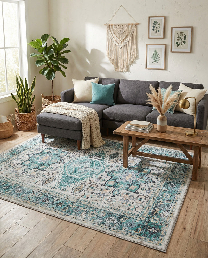 Laguna Sands Collection Area Rug -  Venice Rectangle Aqua Green  lifestyle 42