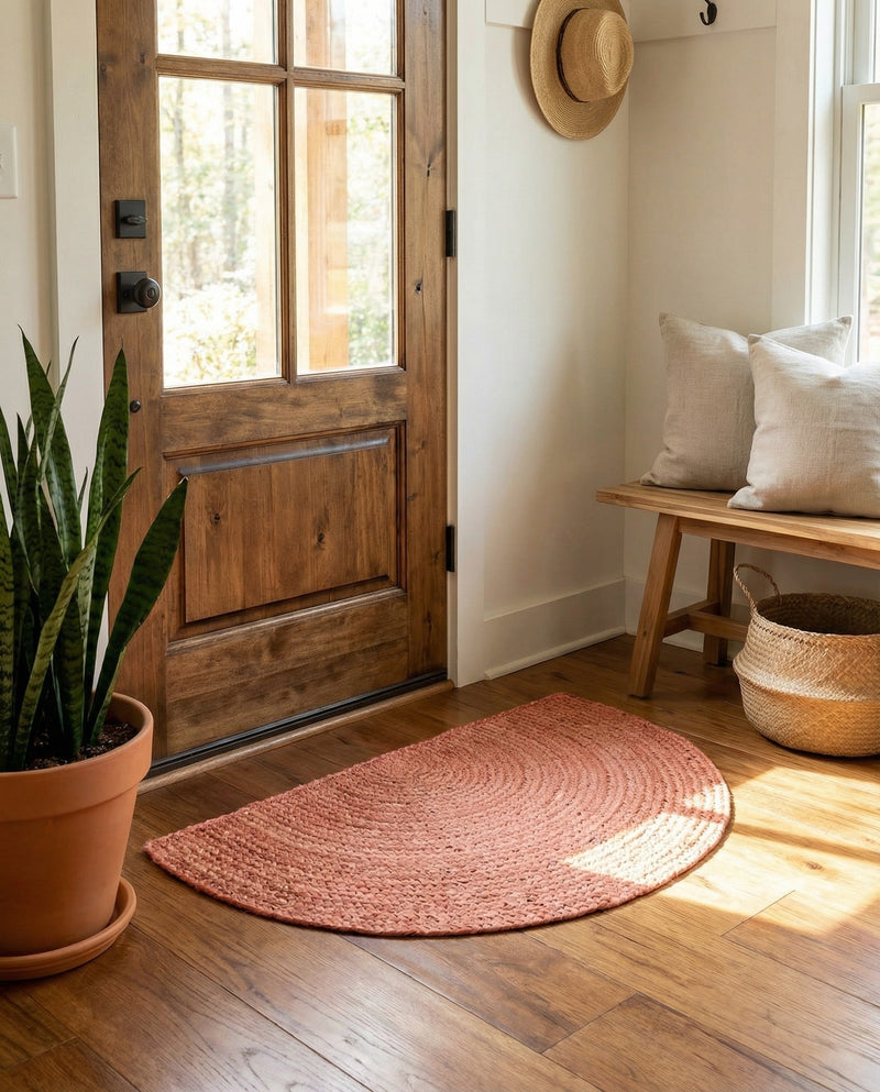 Woven Seaside Jute Collection Area Rug - Savannah (Light Pink) Hearth Light Pink  lifestyle 80