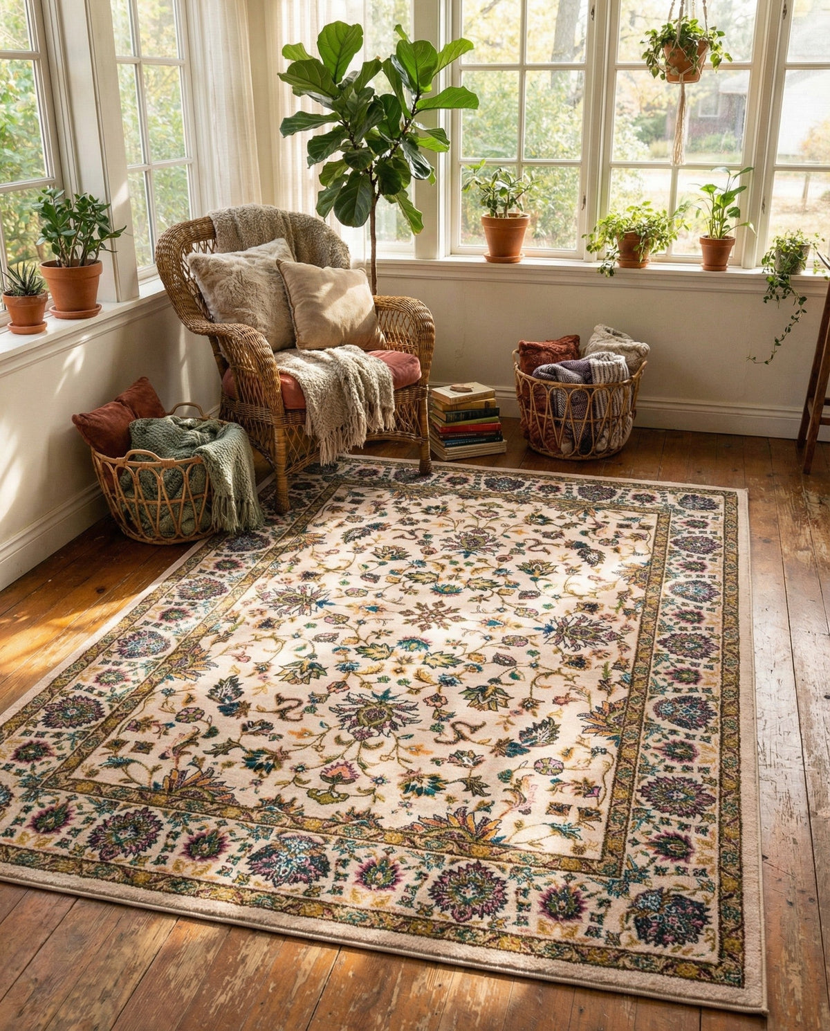Casablanca Tapestry Collection Area Rug -  Marrakech (Ivory) Rectangle Ivory  lifestyle 10