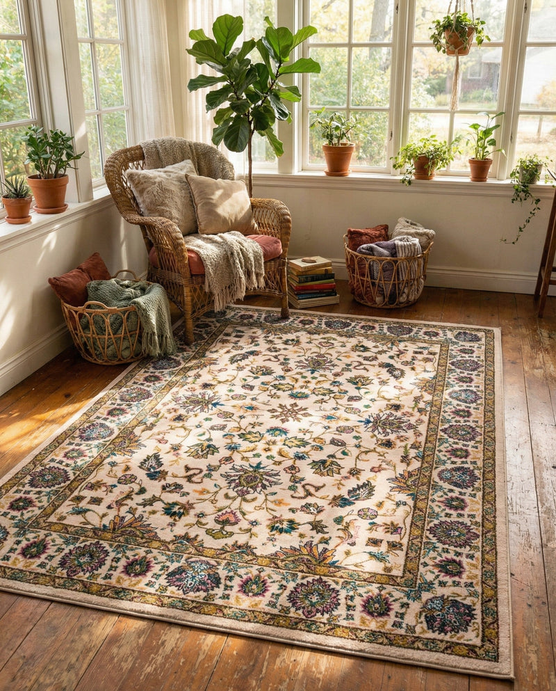 Casablanca Tapestry Collection Area Rug -  Marrakech (Ivory) Rectangle Ivory  lifestyle 10