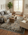 Tabriz Tapestry Collection Area Rug - Sahand (Dark Gray) Rectangle Dark Gray  lifestyle 11