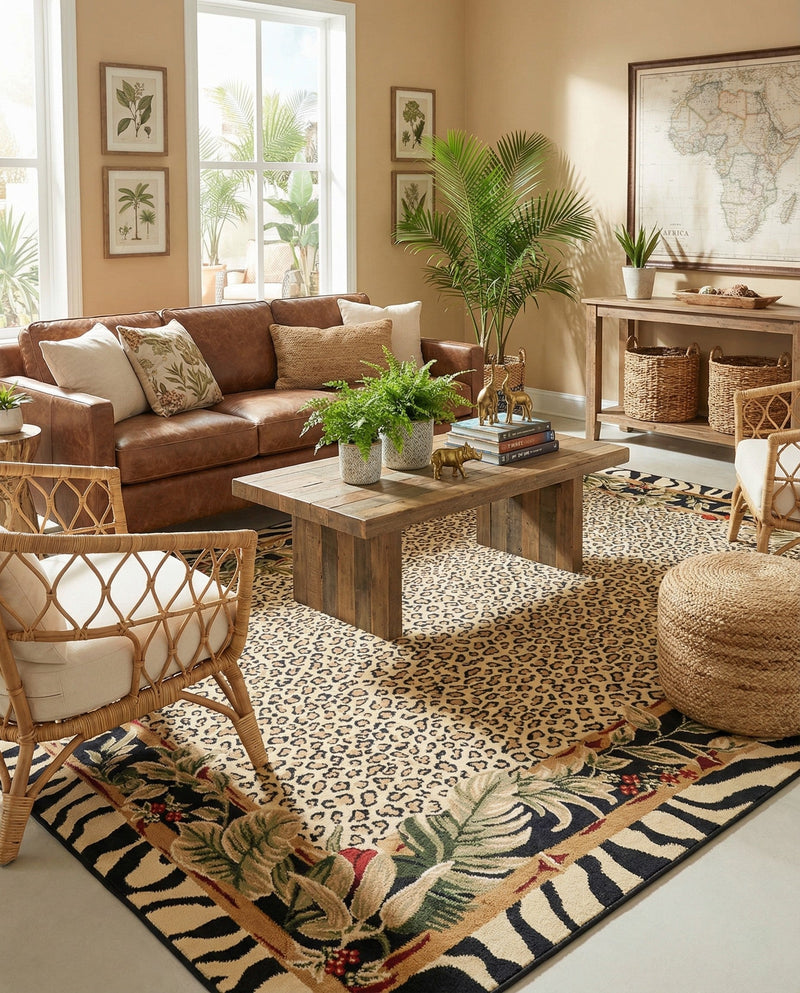 Savannah Sojourn Collection Area Rug -  Moremi Rectangle Cream  lifestyle 9