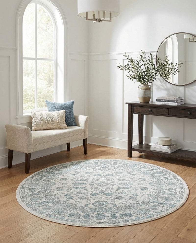Metro Heights Collection Area Rug -  Astoria Round Teal  lifestyle 58