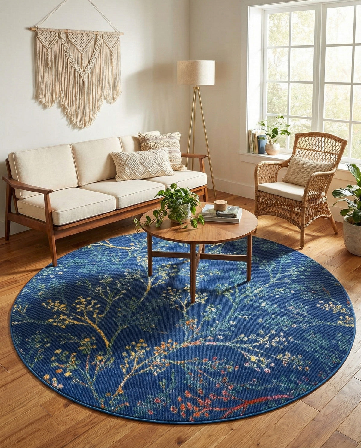 Meadow Breeze Collection Area Rug -  Sunbeam Round Blue  lifestyle 51