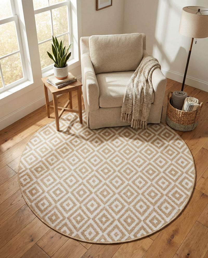 Urban Oasis Rugs Collection Area Rug -  Rooftop (Beige) Round Beige  lifestyle 48