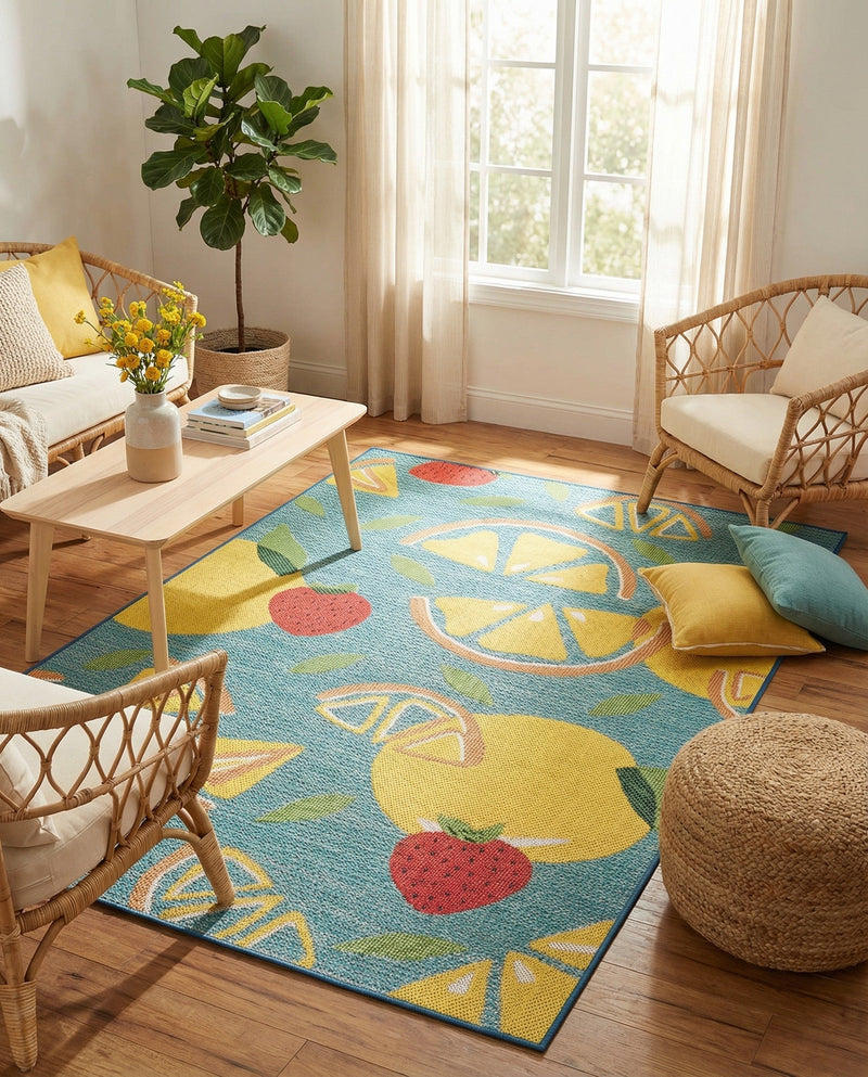 Coastal Terrace Collection Area Rug -  Cove Rectangle Blue  lifestyle 9