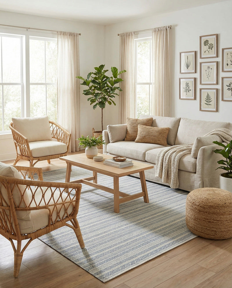 Seaside Stripes Collection Area Rug -  Boardwalk (Teal) Rectangle Teal  lifestyle 12