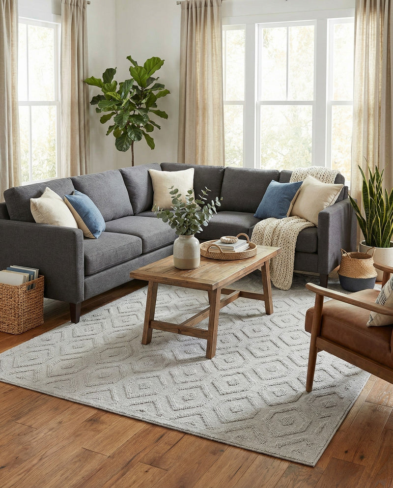 Garden Lattice Charm Collection Area Rug - Arbor (Grey) Rectangle Grey  lifestyle 6