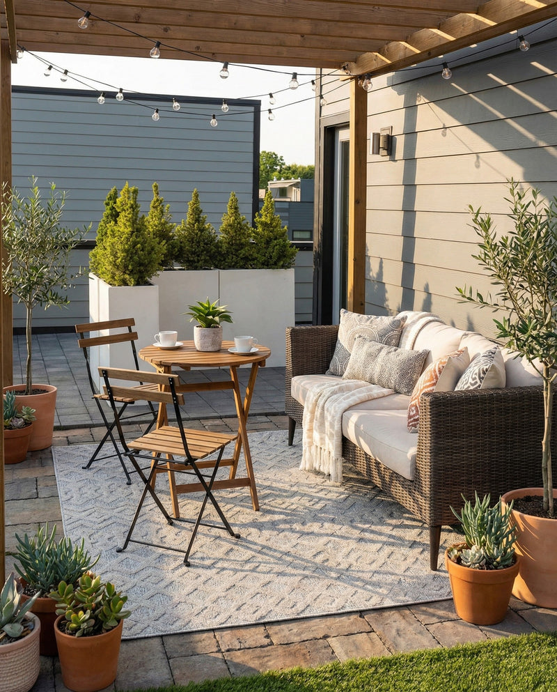 Garden Lattice Charm Collection Area Rug -  Pergola (Grey) Rectangle Grey  lifestyle 15