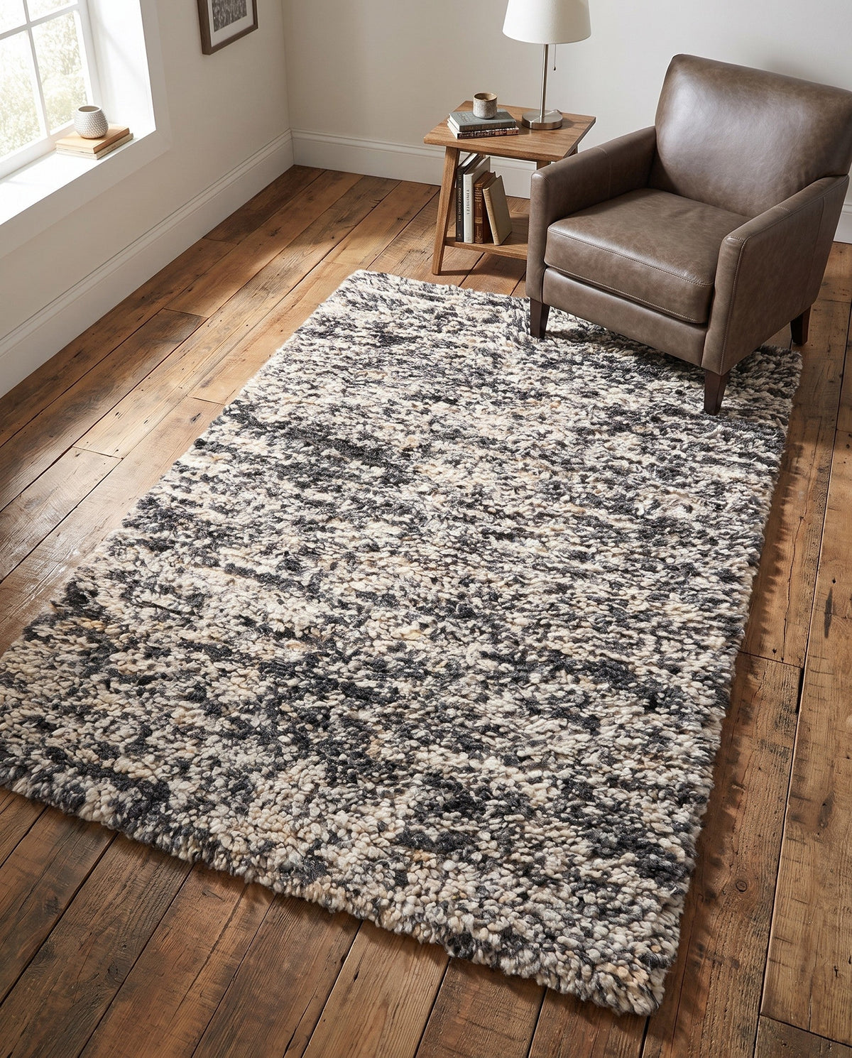 Wellington Luxe Shag Collection Area Rug - Kapiti Rectangle Salt and Pepper  lifestyle 57