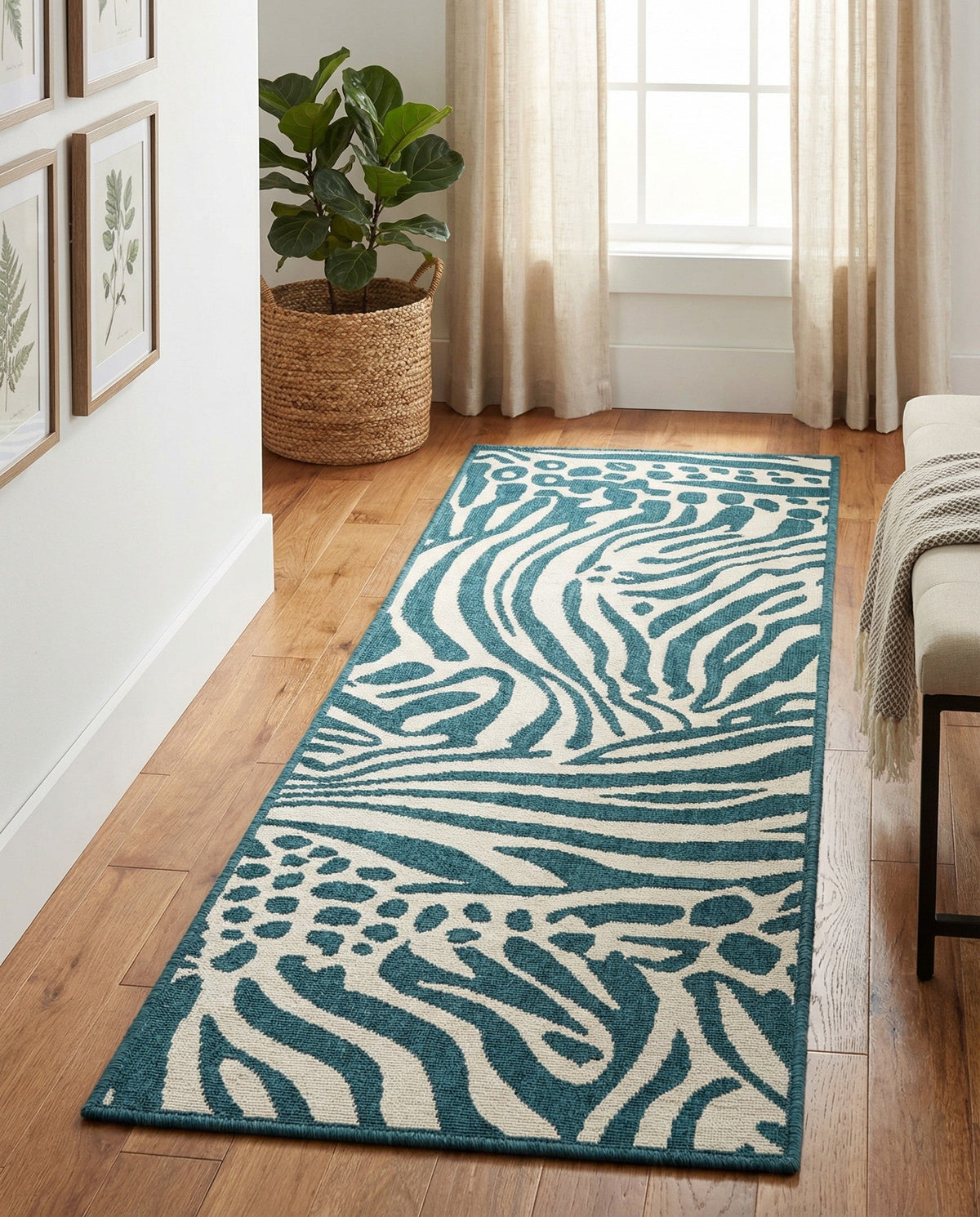 Savannah Escape Collection Area Rug -  Masai Runner Navy Blue and Ivory  lifestyle 62
