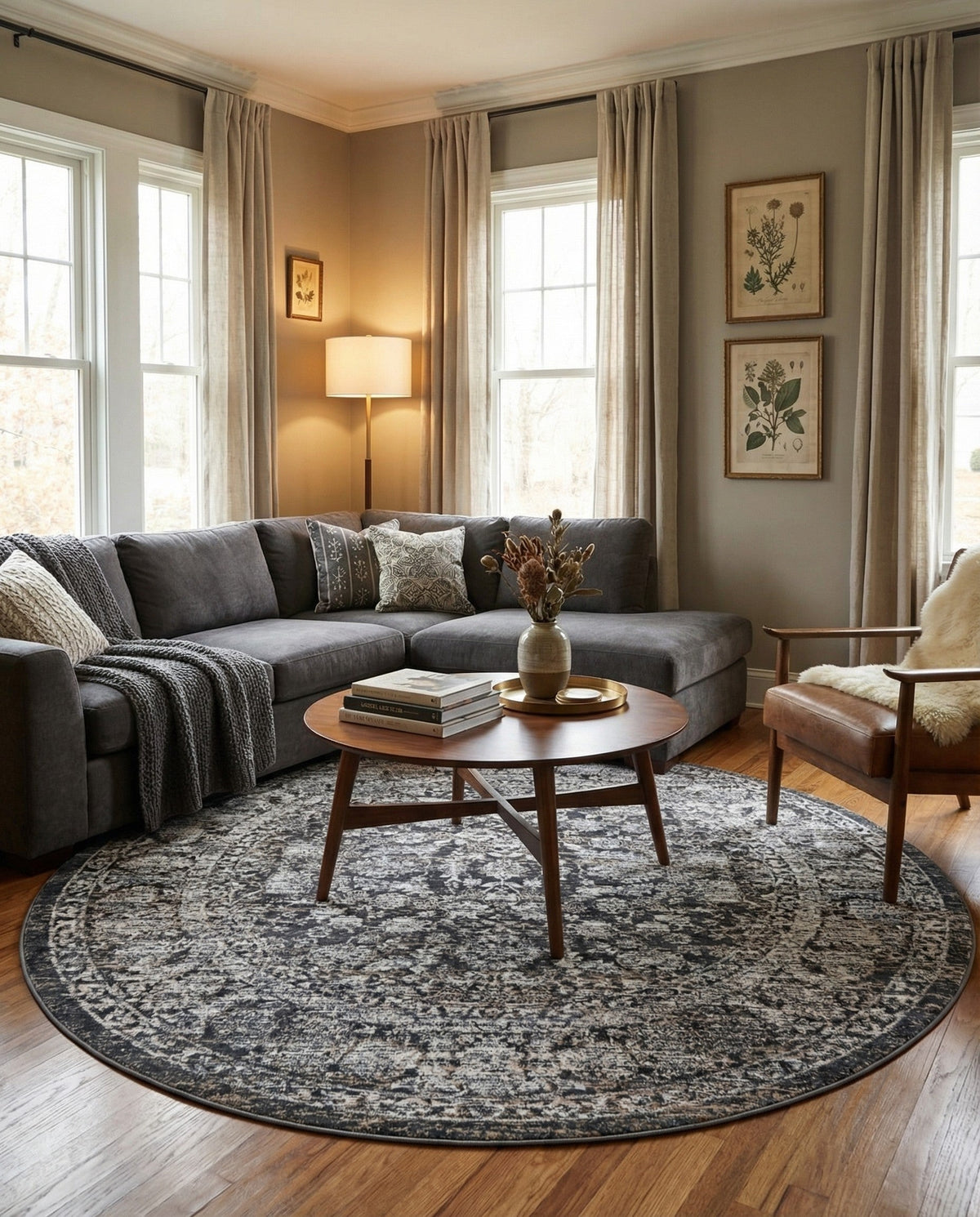 Metro Heights Collection Area Rug -  Astoria Round Navy Blue  lifestyle 121
