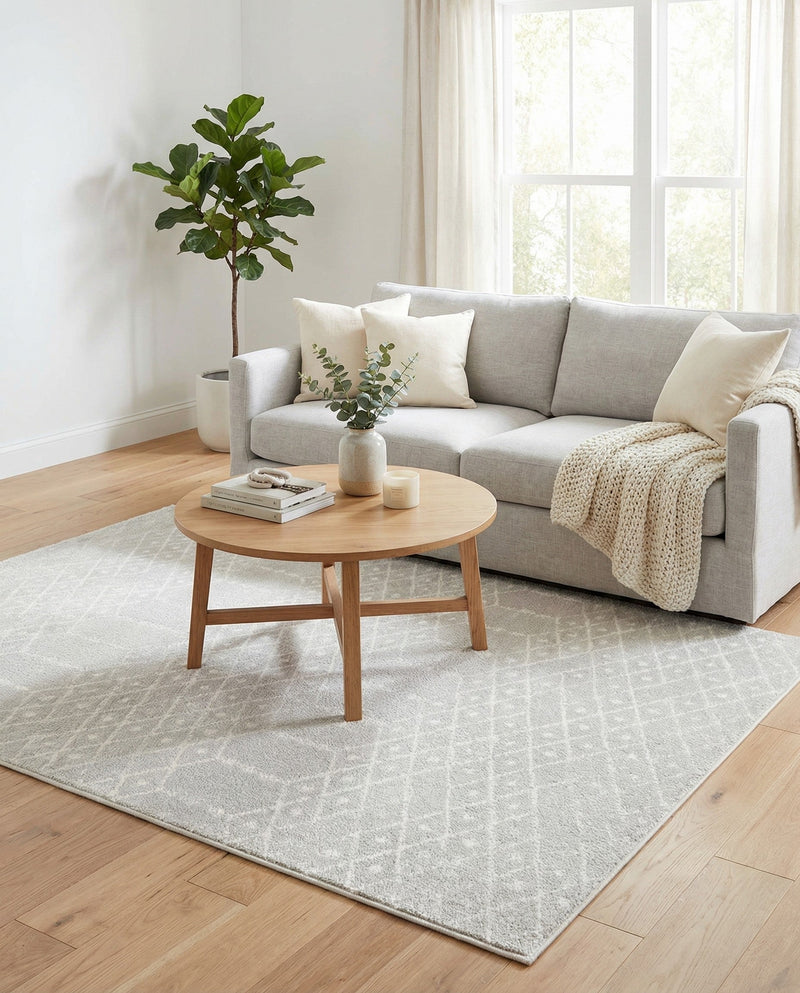Marrakesh Lattice Collection Area Rug - Casablanca (Light Gray) Rectangle Light Gray  lifestyle 18