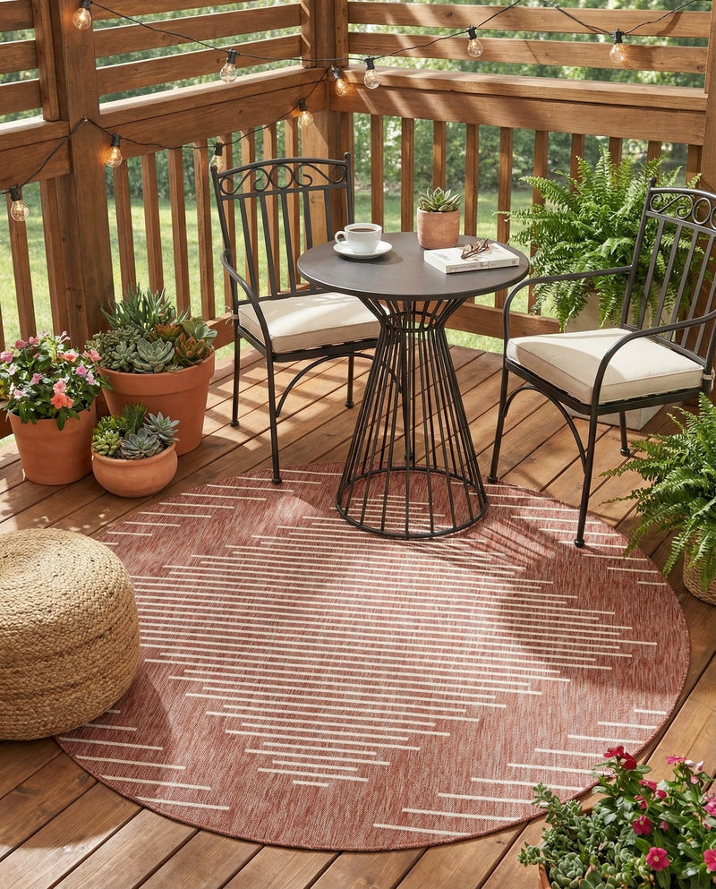 Urban Terrace Collection Area Rug -  Chelsea (Rust Red) Round Rust Red  lifestyle 69