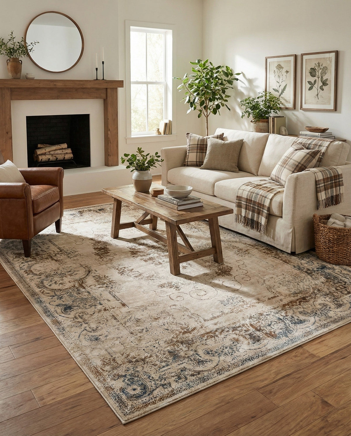 Coastal Manor Collection Area Rug -  Pierpoint Rectangle Blue Cream  lifestyle 15