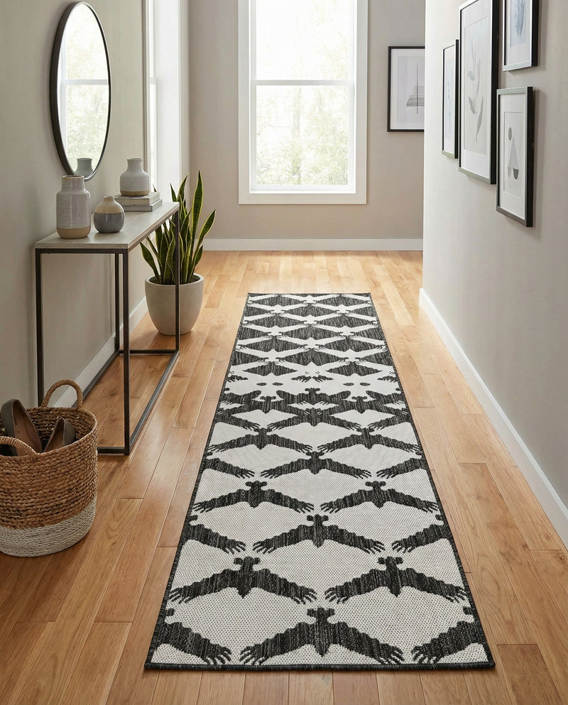 Urban Terrace Collection Area Rug -  Gramercy Runner Black and White  lifestyle 32