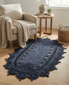 Woven Seaside Jute Collection Area Rug - Coastalhaven (Navy Blue) Oval Navy Blue  lifestyle 21