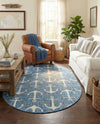 Seaside Haven Rugs Collection Area Rug - Sapphire (Blue) Oval Blue  lifestyle 69