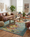 Venetian Tapestry Collection Area Rug -  SanMarco Rectangle Turquoise  lifestyle 35