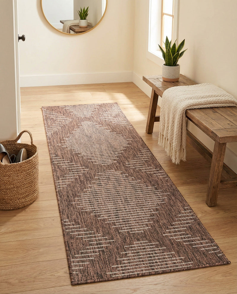 Urban Terrace Collection Area Rug -  Chelsea (Brown) Runner Brown  lifestyle 33