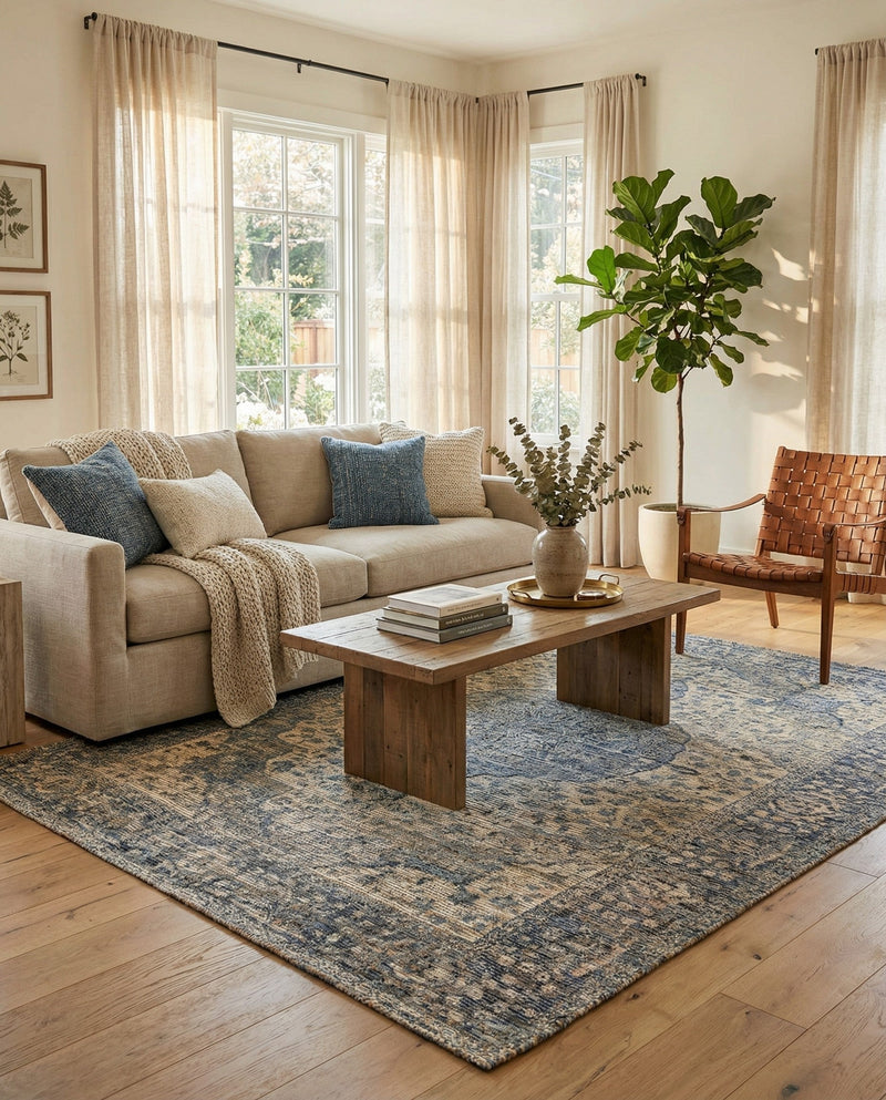 Savannah Threads Collection Area Rug - Charleston Rectangle Blue  lifestyle 4