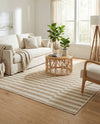 Seaside Stripes Collection Area Rug - Cabana (Taupe) Rectangle Taupe  lifestyle 10