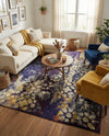 Venetian Tapestry Collection Area Rug - Murano Rectangle Navy Blue  lifestyle 43