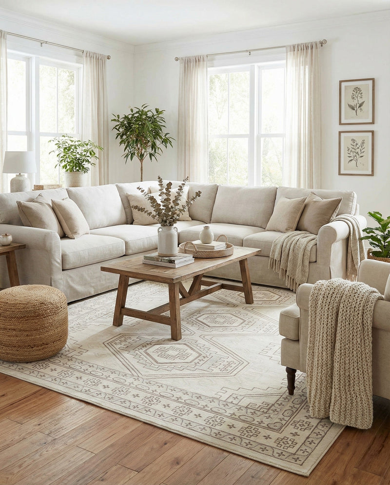 Savannah Elegance Collection Area Rug -  Tybee (Ivory) Rectangle Ivory  lifestyle 14