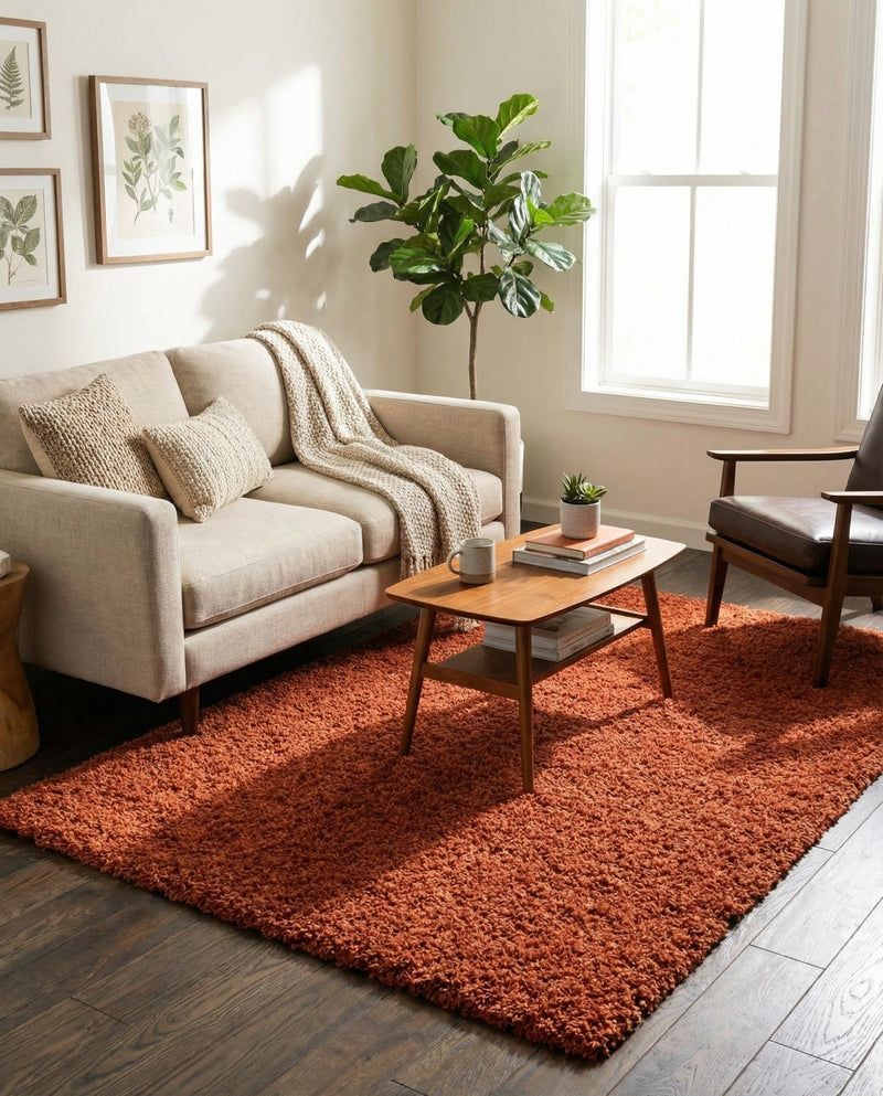 Plush Oasis Collection Area Rug - Serenity (Terracotta) Rectangle Terracotta  lifestyle 12