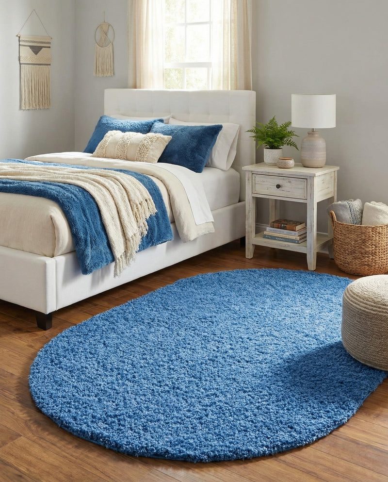 Plush Oasis Collection Area Rug - Serenity (Periwinkle Blue) Oval Periwinkle Blue  lifestyle 29