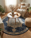 Eden Oasis Collection Area Rug -  Tranquility (Navy Blue) Round Navy Blue  lifestyle 59