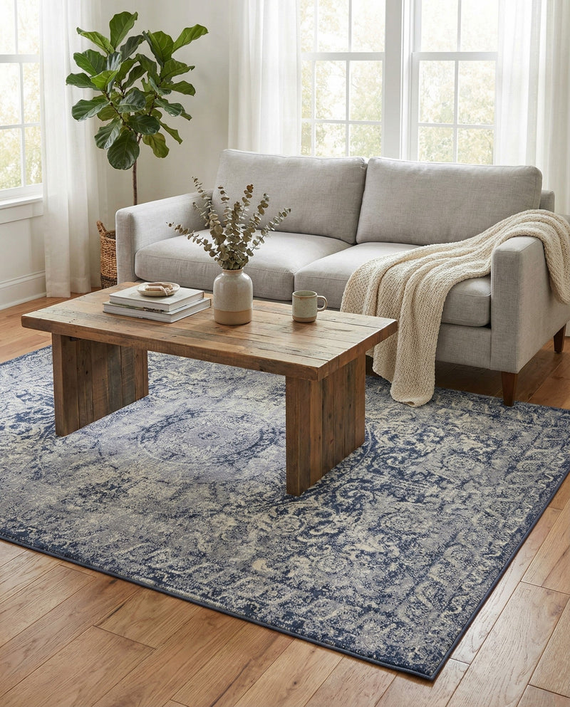 Coastal Manor Collection Area Rug -  Sailview Rectangle Dark Blue  lifestyle 12