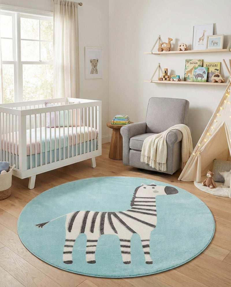 Wonder Tykes Collection Area Rug -  Vibrant Round Teal  lifestyle 40