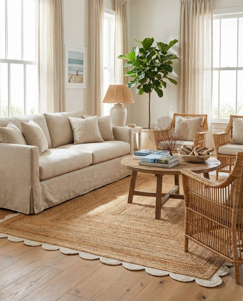 Serenity Braided Jute Collection Area Rug - Seaside Rectangle Natural and Ivory  lifestyle 10