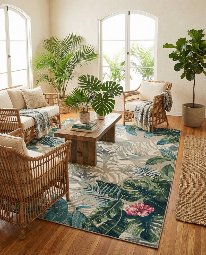 Seaside Blooms Collection Area Rug -  Paradise Rectangle Multi  lifestyle 30