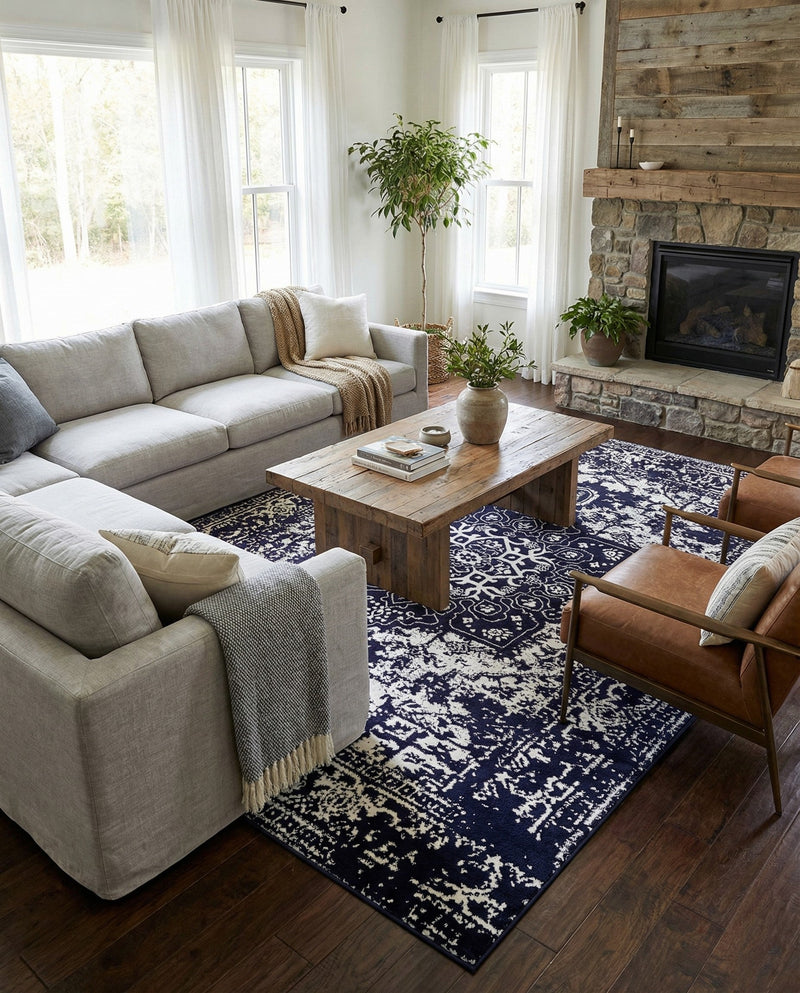 Georgetown Rugs Collection Area Rug - Dupont (Navy Blue) Rectangle Navy Blue  lifestyle 11