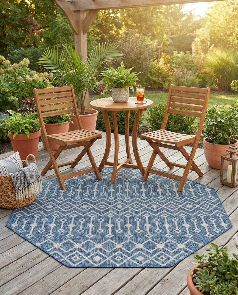 Savannah Pergola Collection Area Rug -  Pergola (Blue) Octagon Blue  lifestyle 57