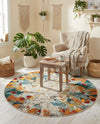 Chromatic Oasis Collection Area Rug -  Twilight Round Multi  lifestyle 76