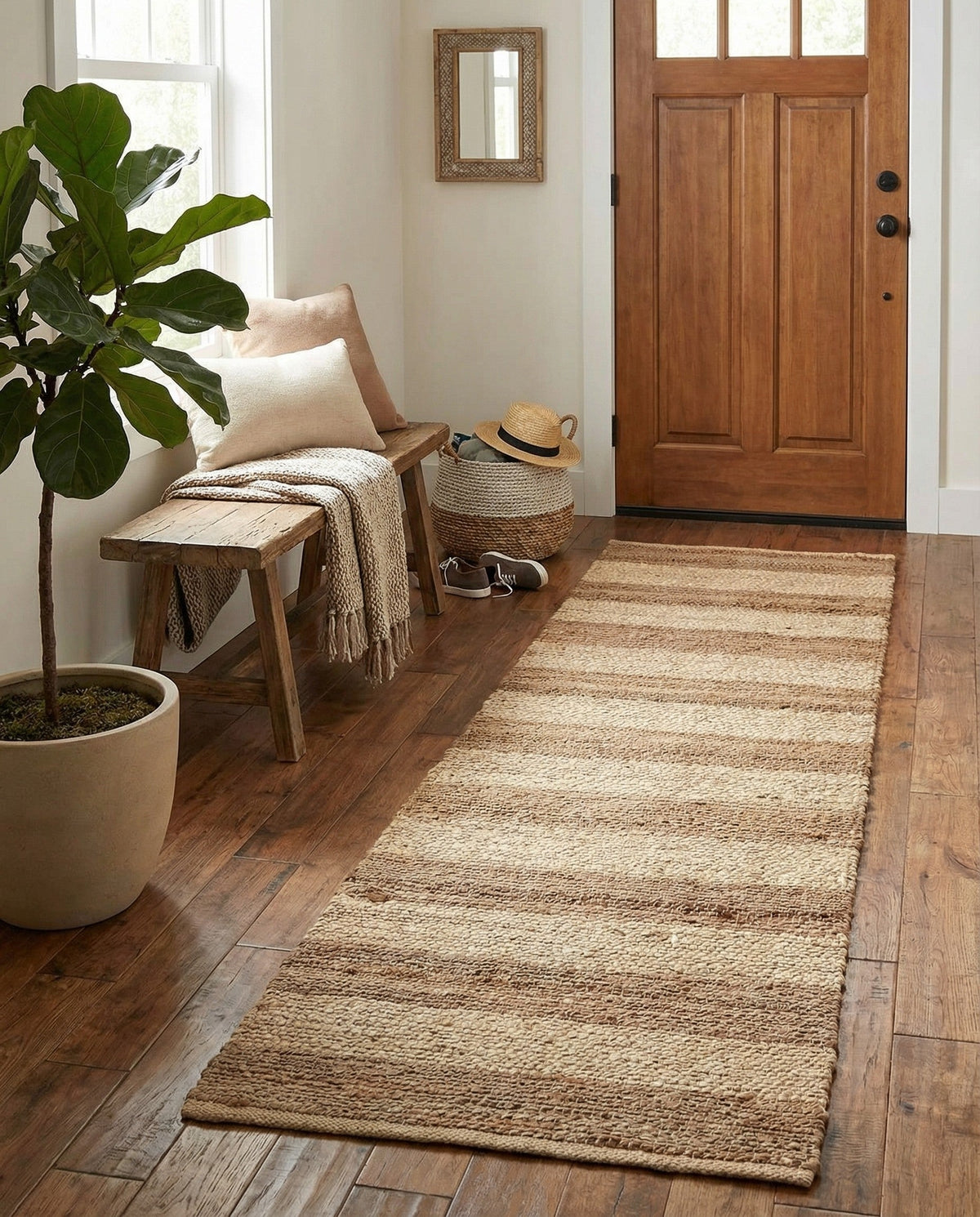 Woven Seaside Jute Collection Area Rug - Nantucket Runner Natural Ivory  lifestyle 157